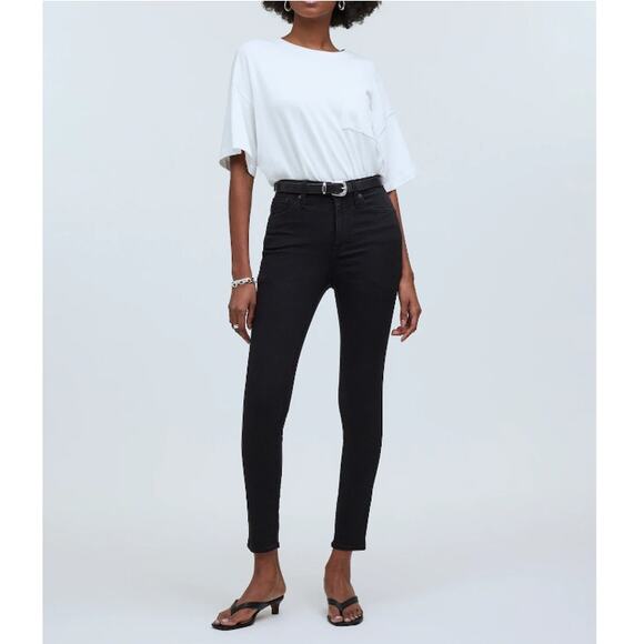 New MADEWELL Women's Black Frost Stretch Tall 10" High-Rise Skinny Jeans Size 24 - Picture 2 of 9